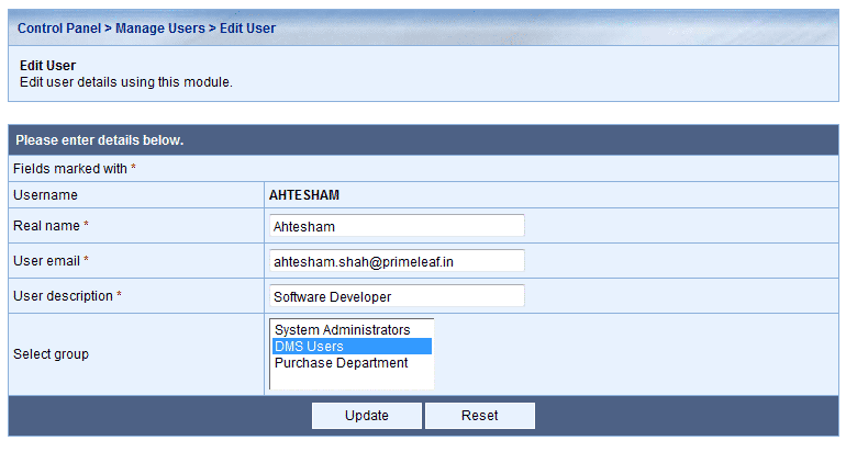 Modify Users