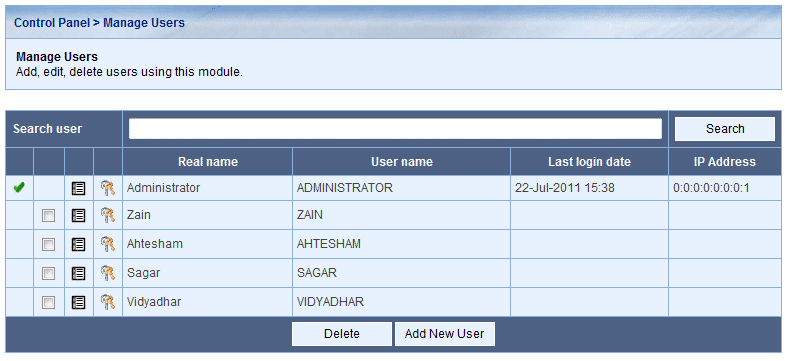 User Listing