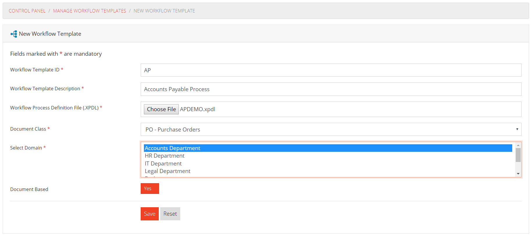 Add Workflow Template Form