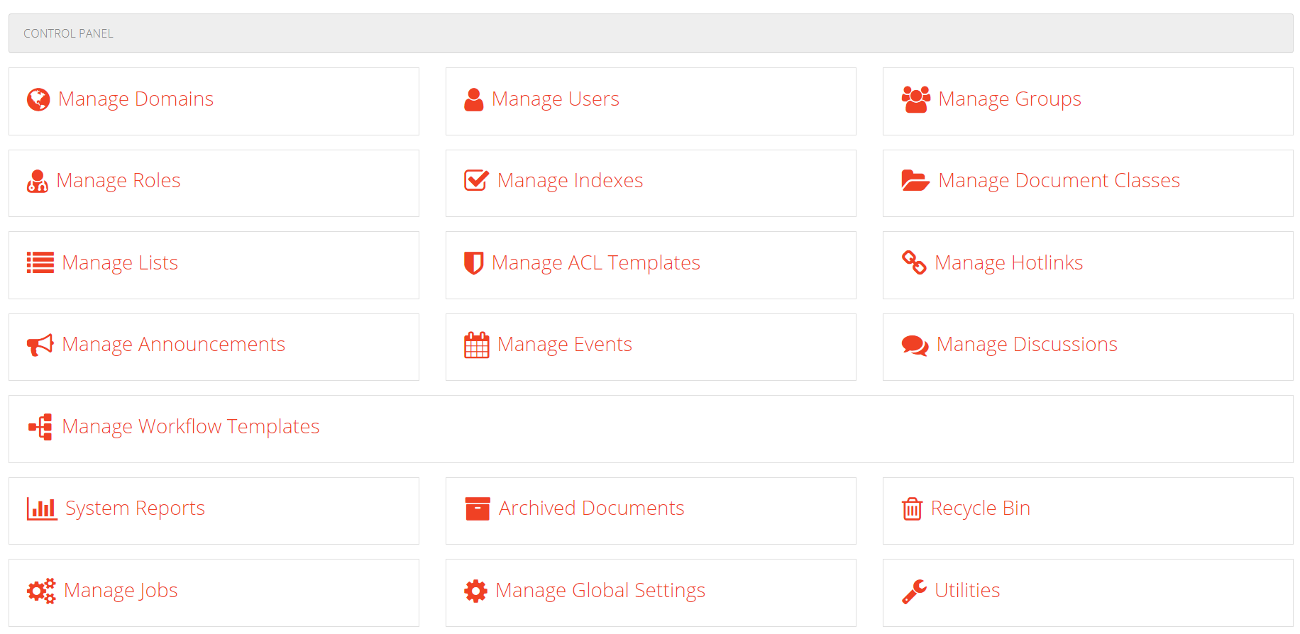 Control Panel Screen