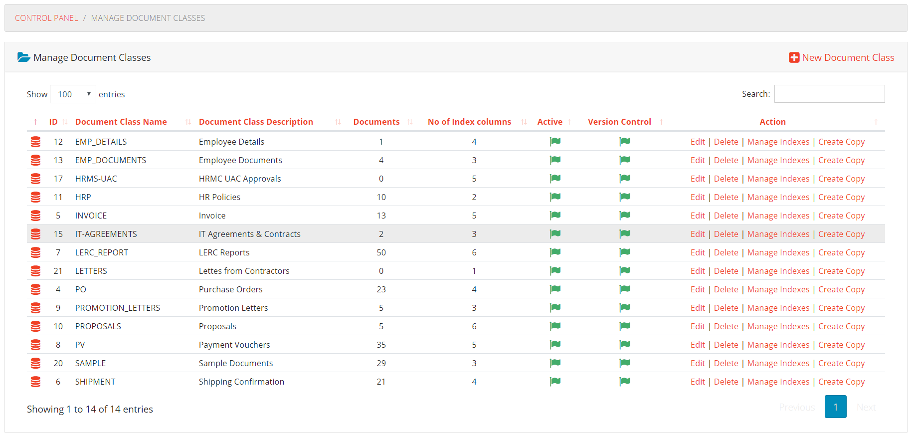 Manage Document Classes