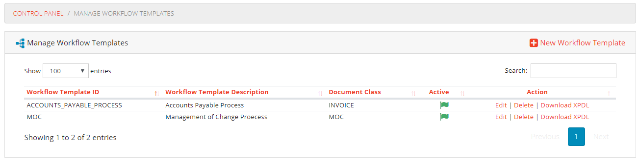 Manage Workflow Templates