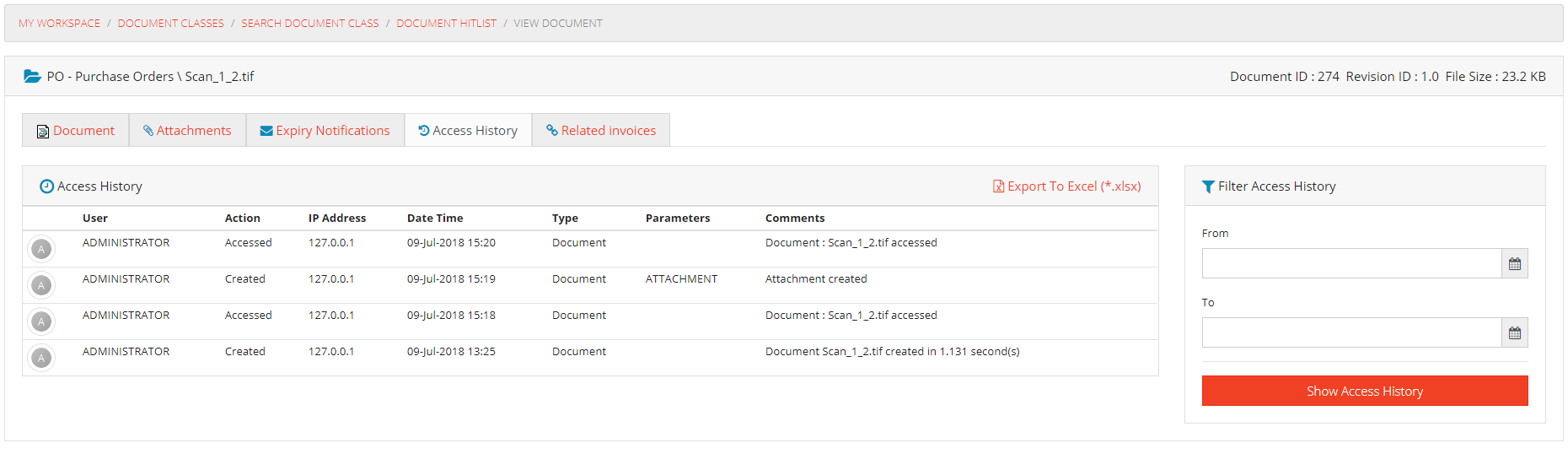 Document Access History