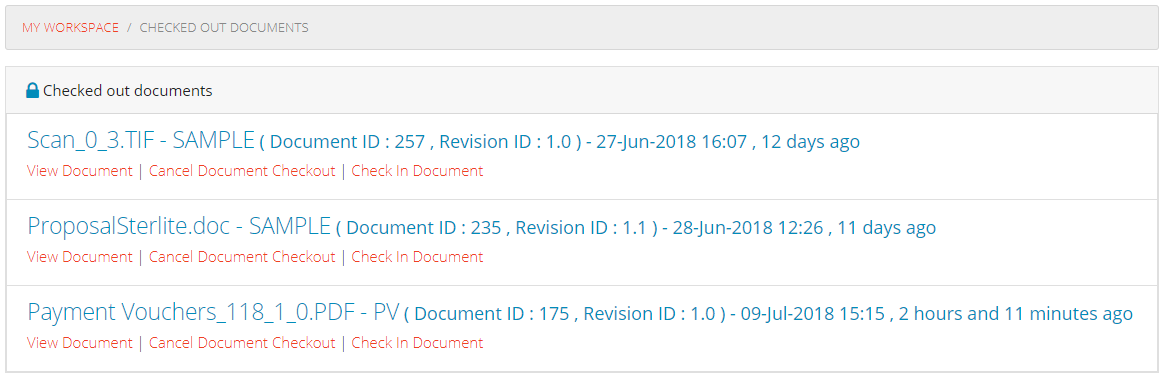 Checked Out Documents
