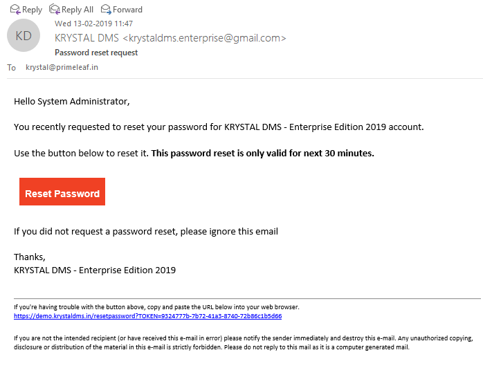 Reset Password Email