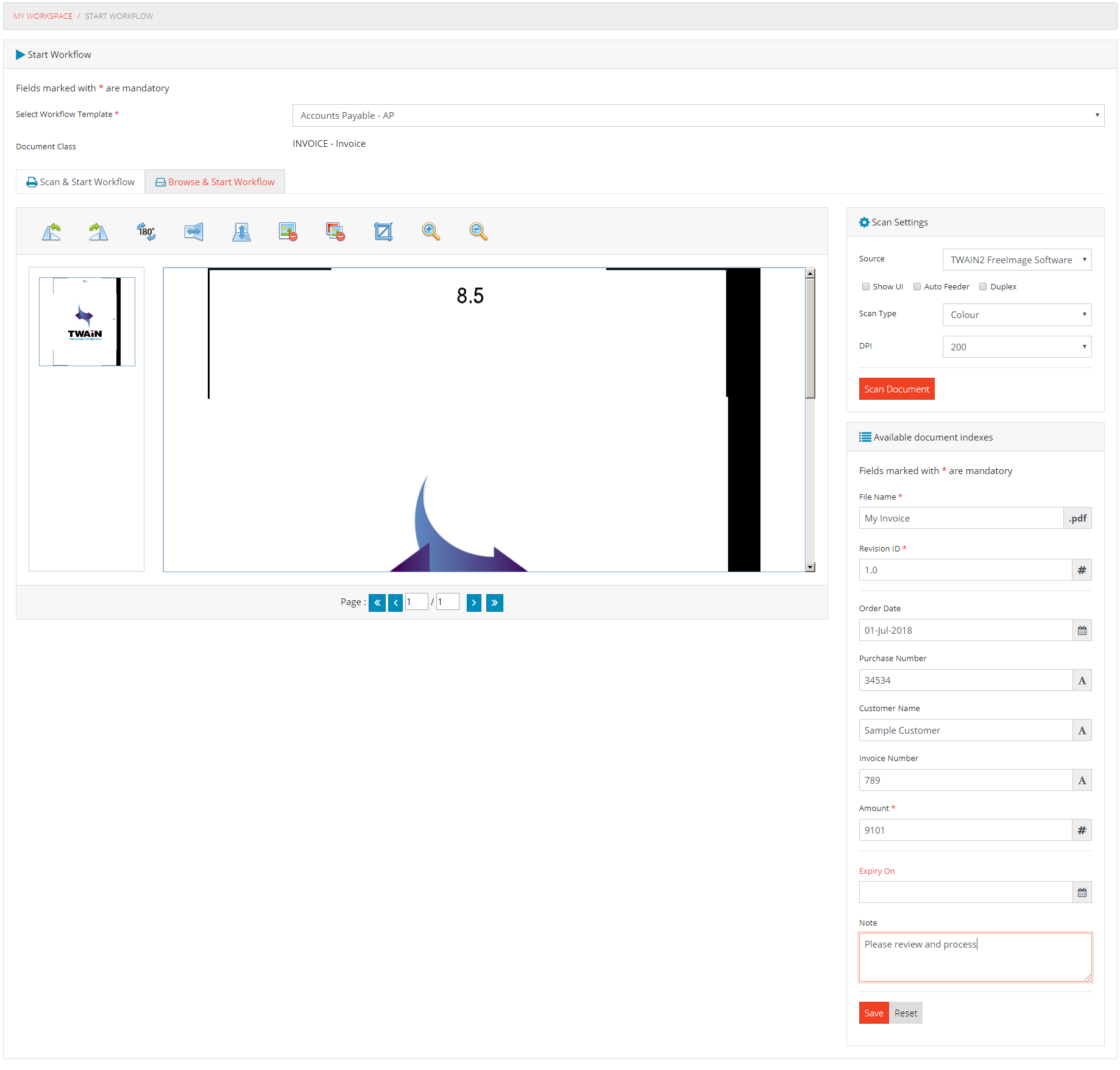 Start Workflow Case