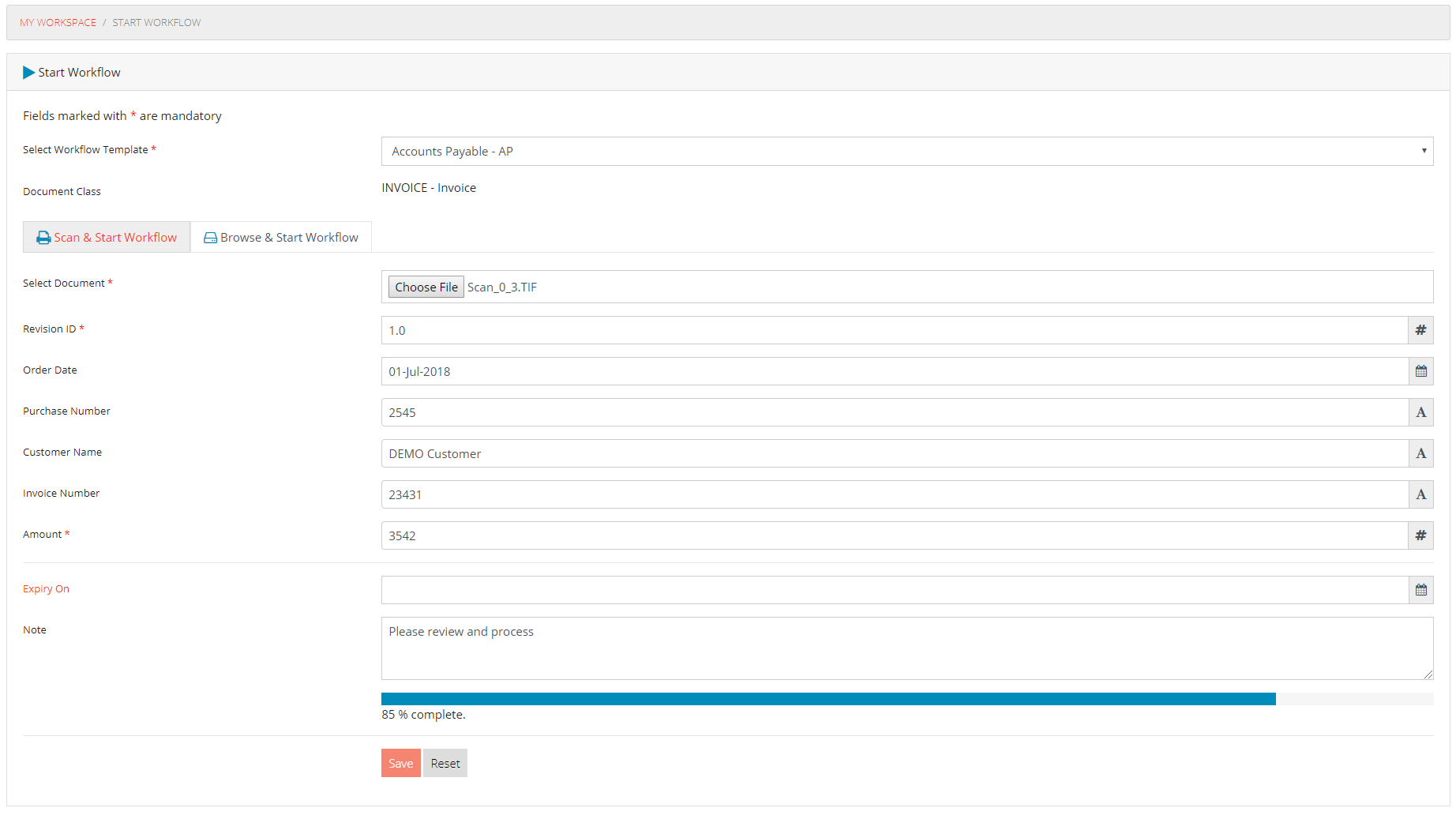 Start Workflow Case