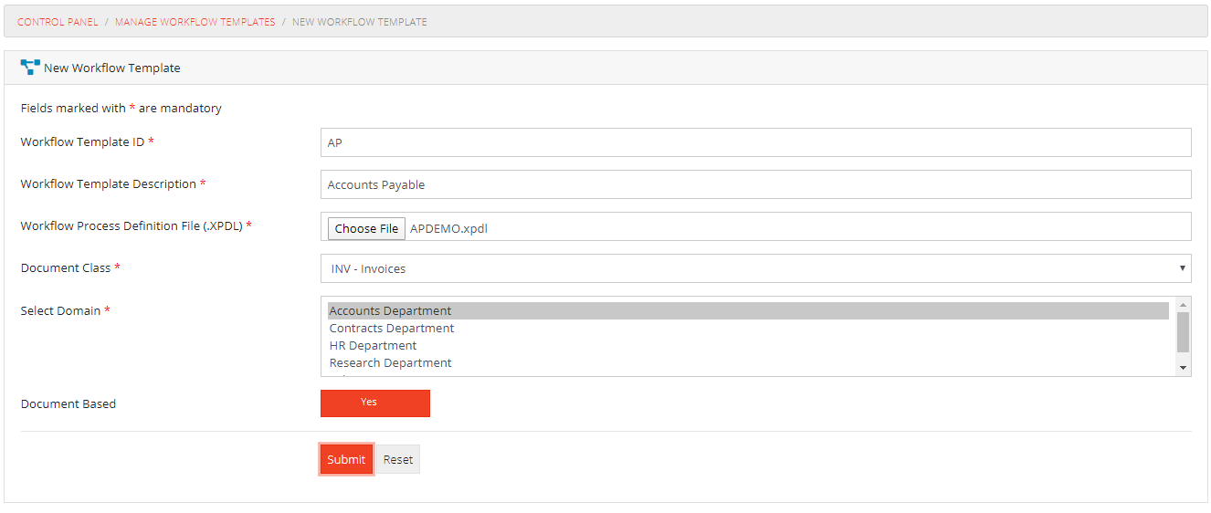 Add Workflow Template Form