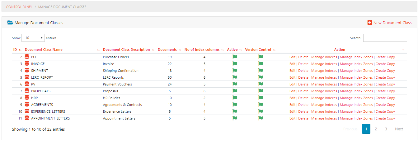 Manage Document Classes