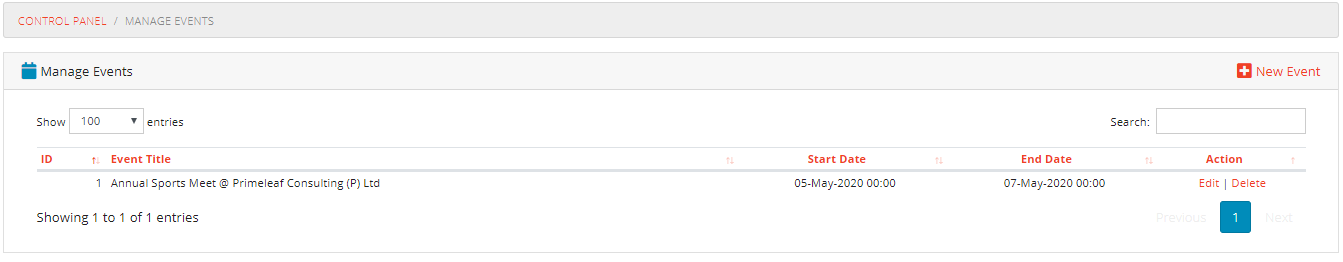 Manage Events