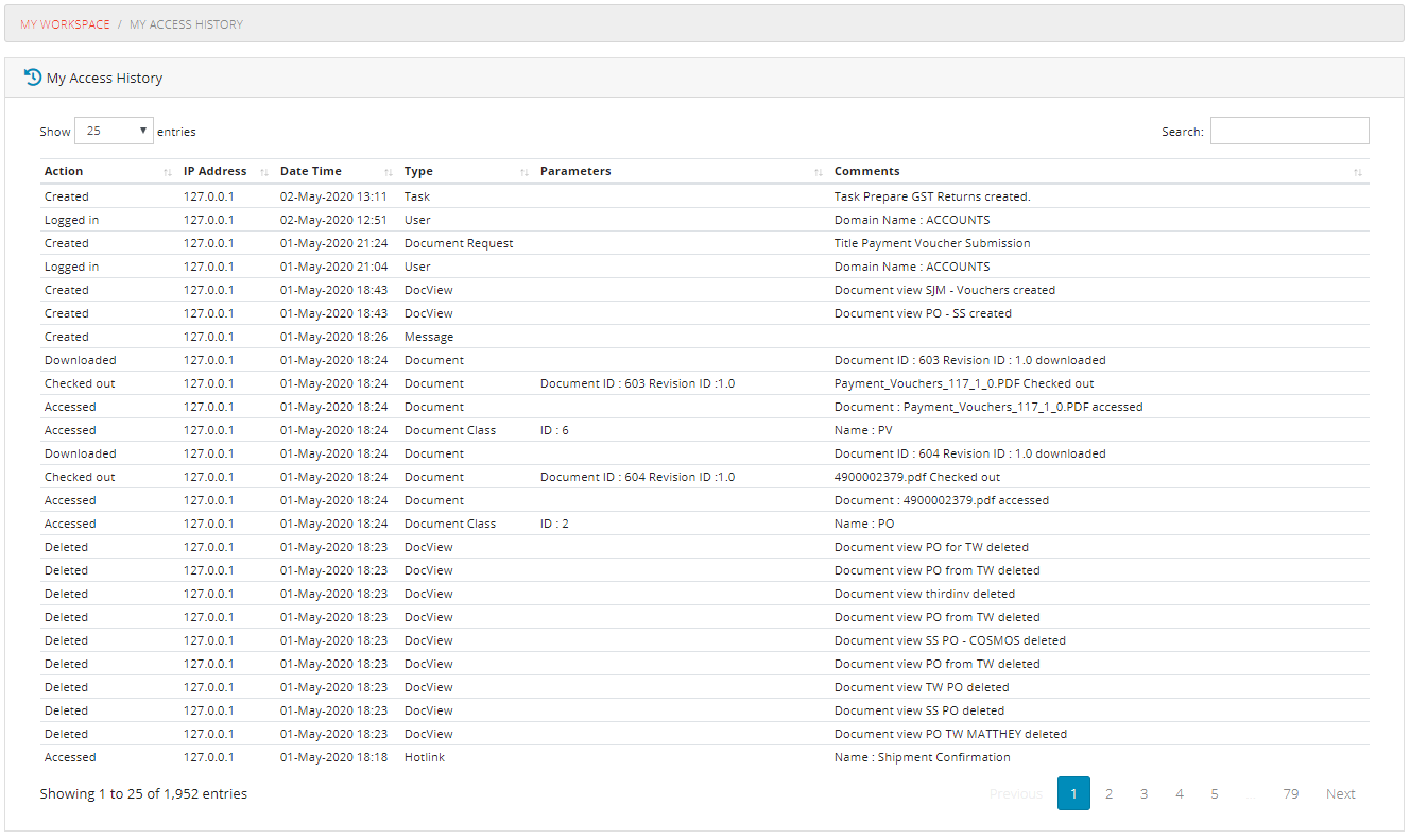 My Access History