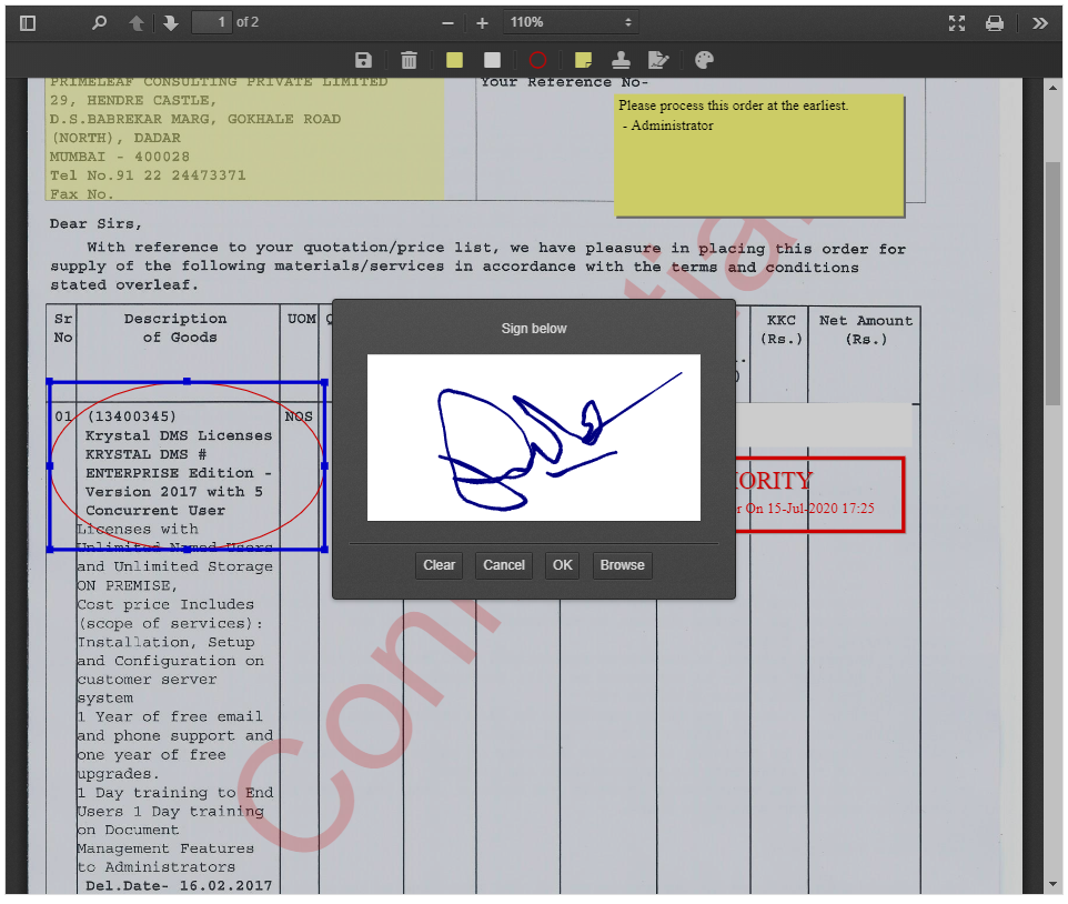 Document Viewer - Signature Annotation