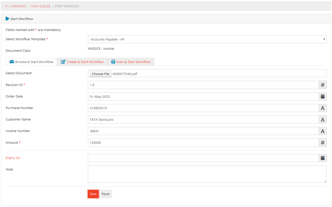 Start Workflow Case