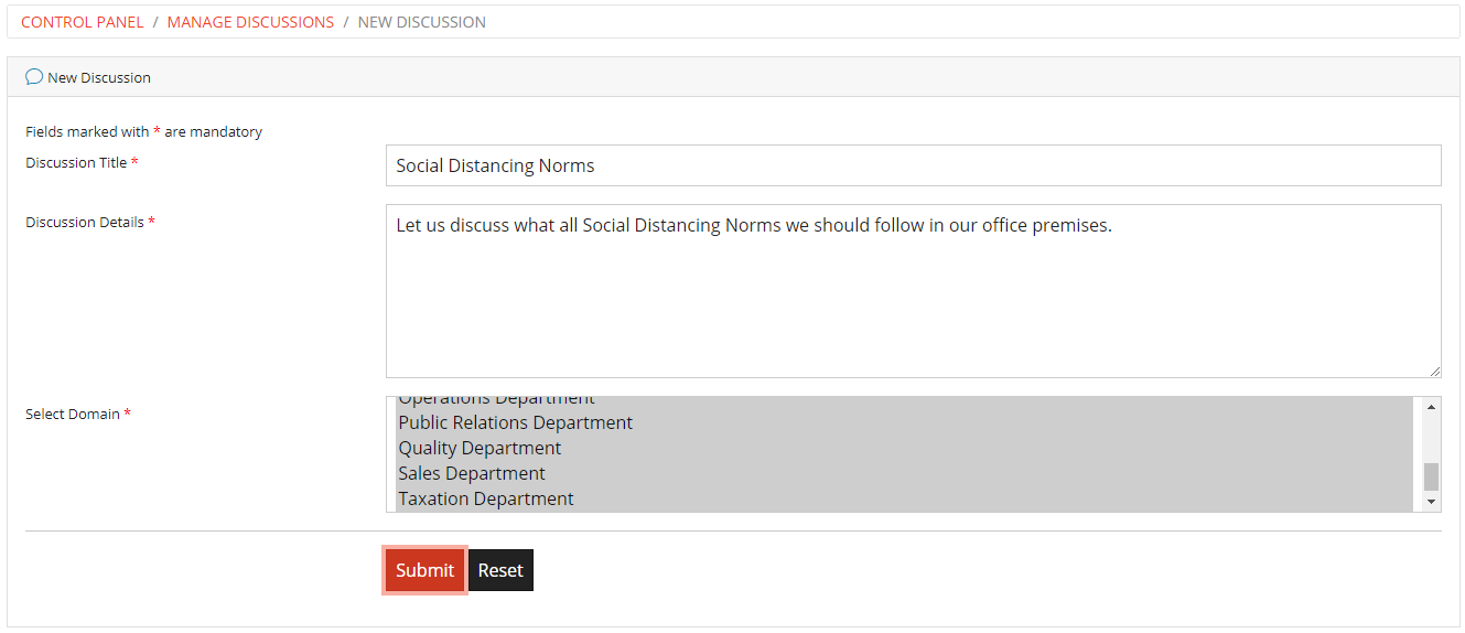 Add Discussion Form