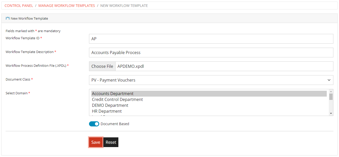 Add Workflow Template Form