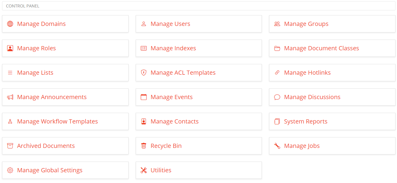 Control Panel Screen