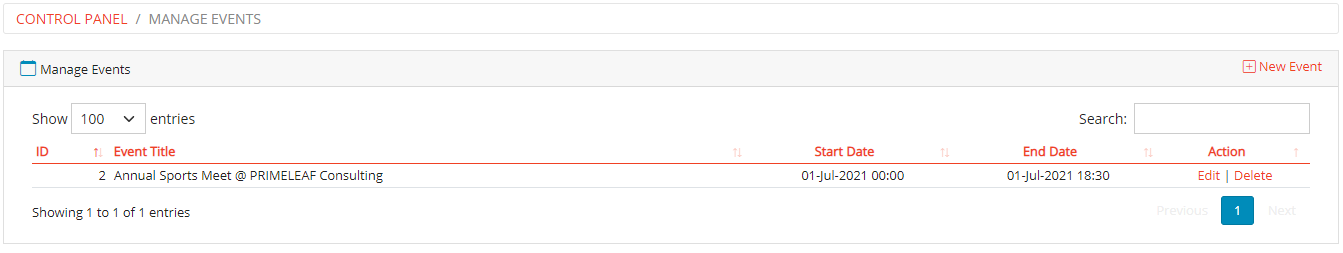 Manage Events