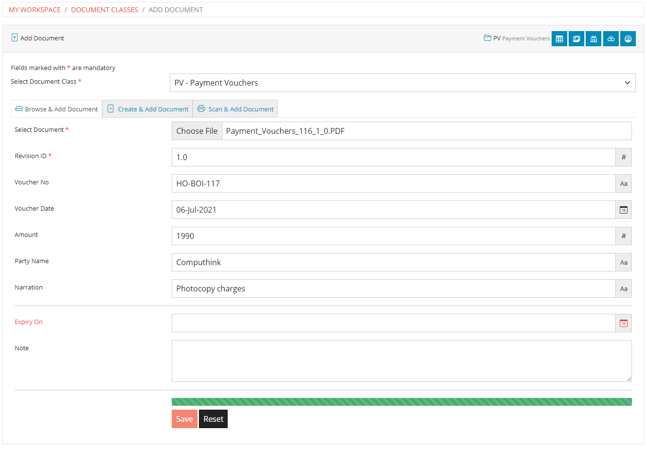 Add Document Form