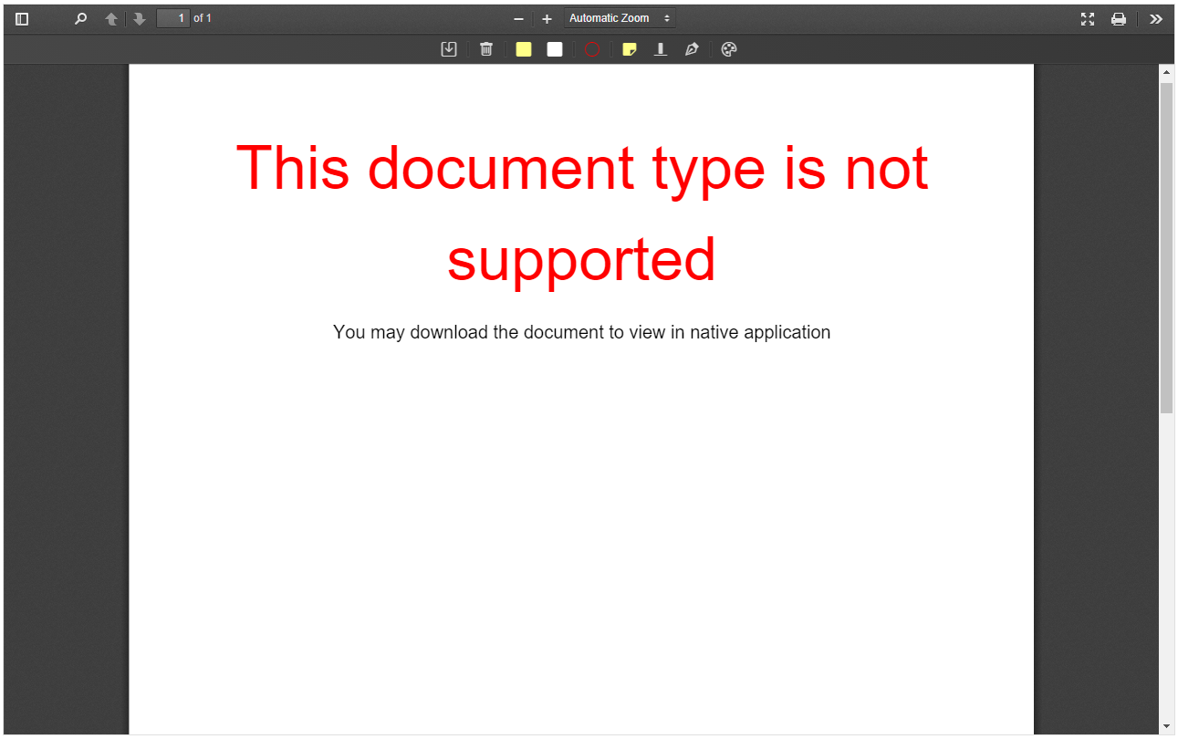 Document Viewer - Un supported document