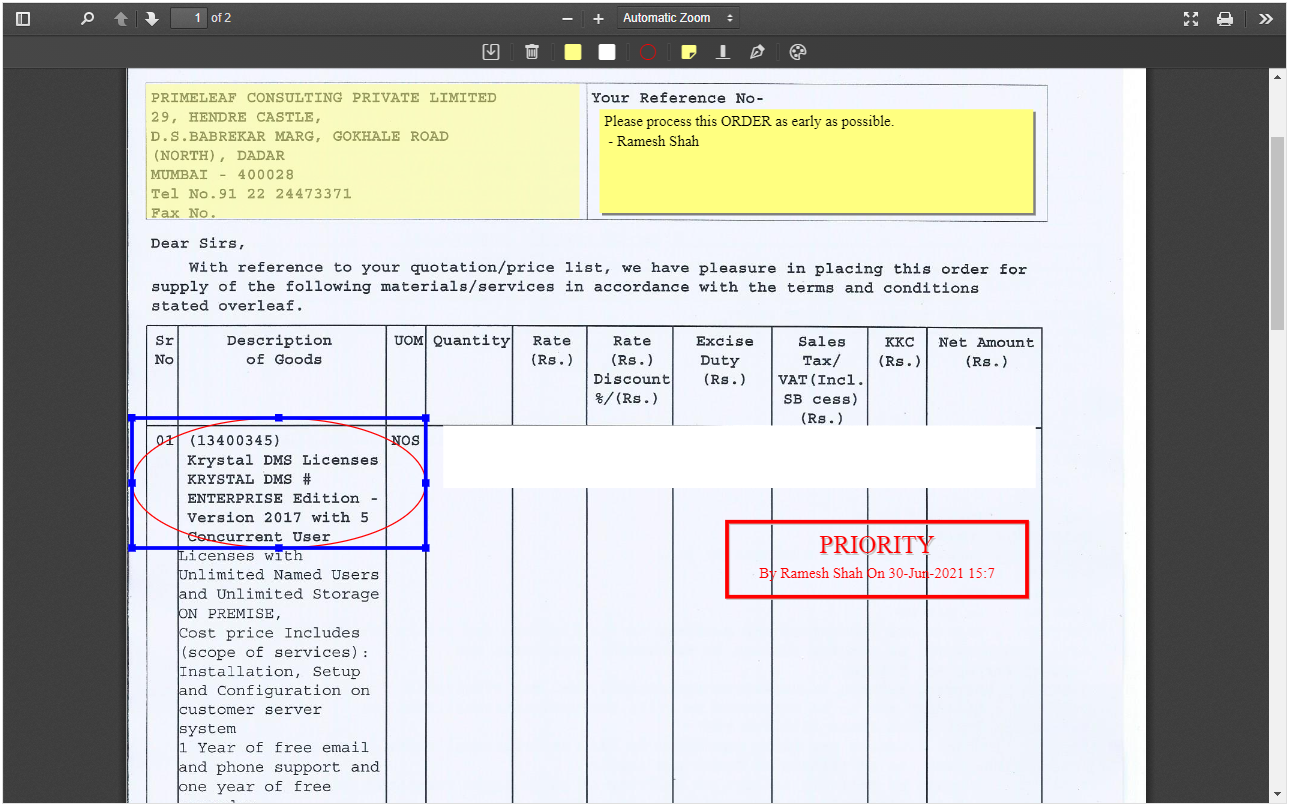 Document Viewer - Ellipse Annotation