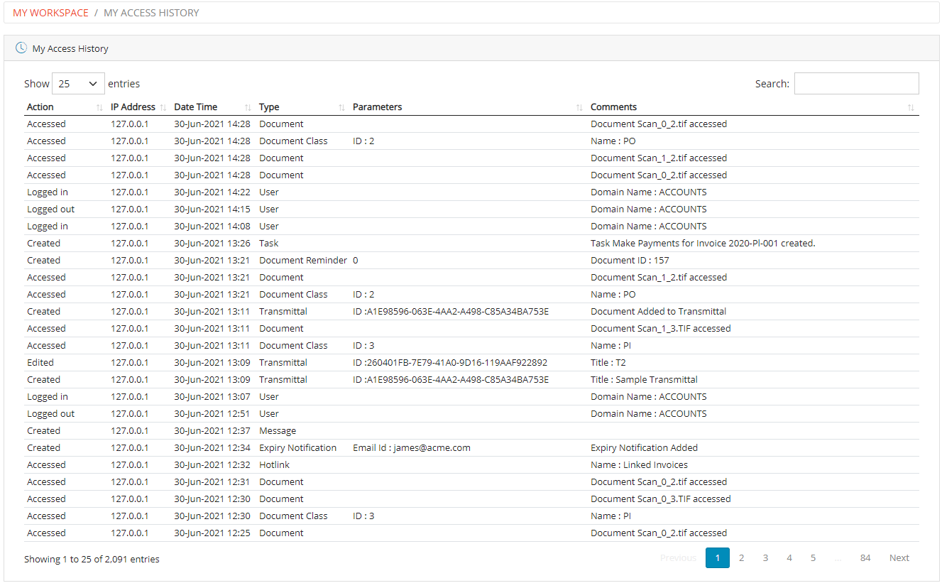 My Access History