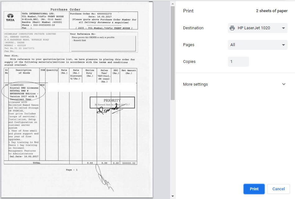 Document Viewer - Print Document