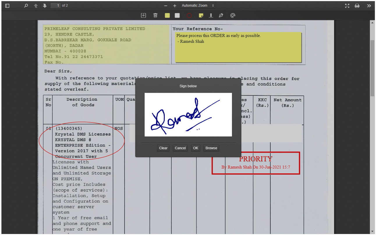 Document Viewer - Signature Annotation