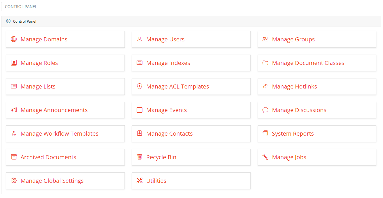 Control Panel Screen