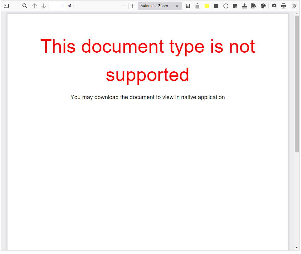 Document Viewer - Un supported document