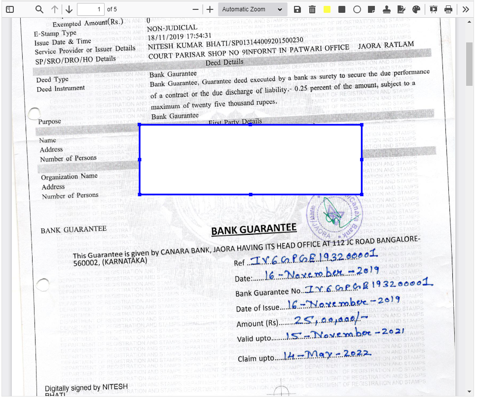 Document Viewer - Readact Annotation