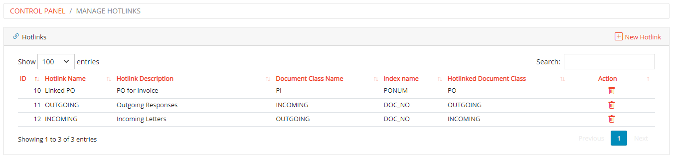 Manage Hotlinks