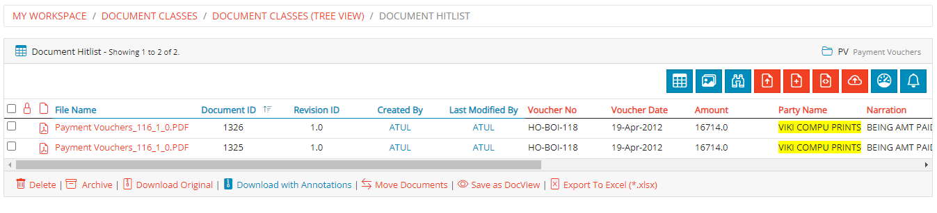 Document Class Tree View - Hitlist