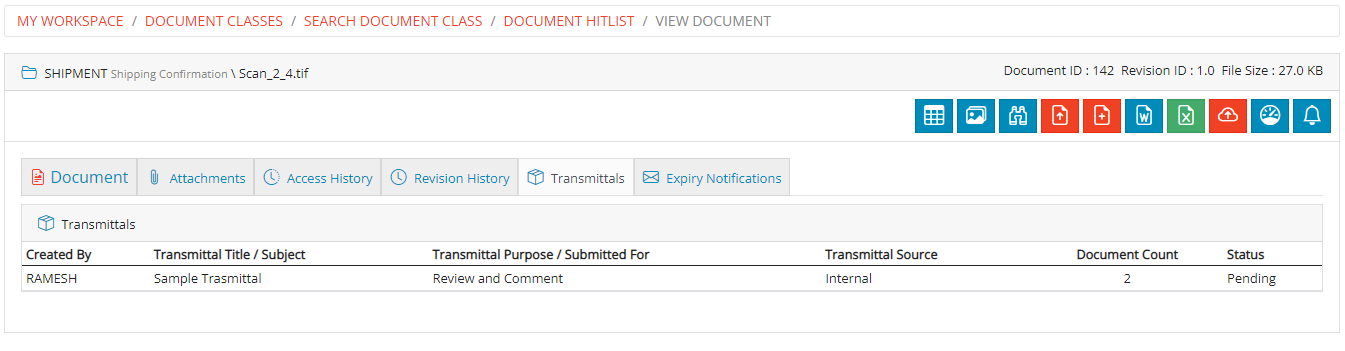 Document Transmittals