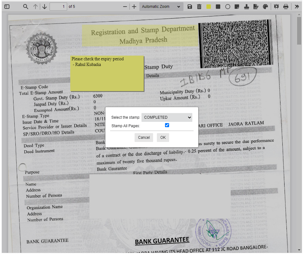 Document Viewer - RubberStamp Annotation