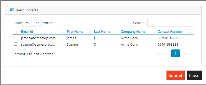 Select Contacts Select Contacts