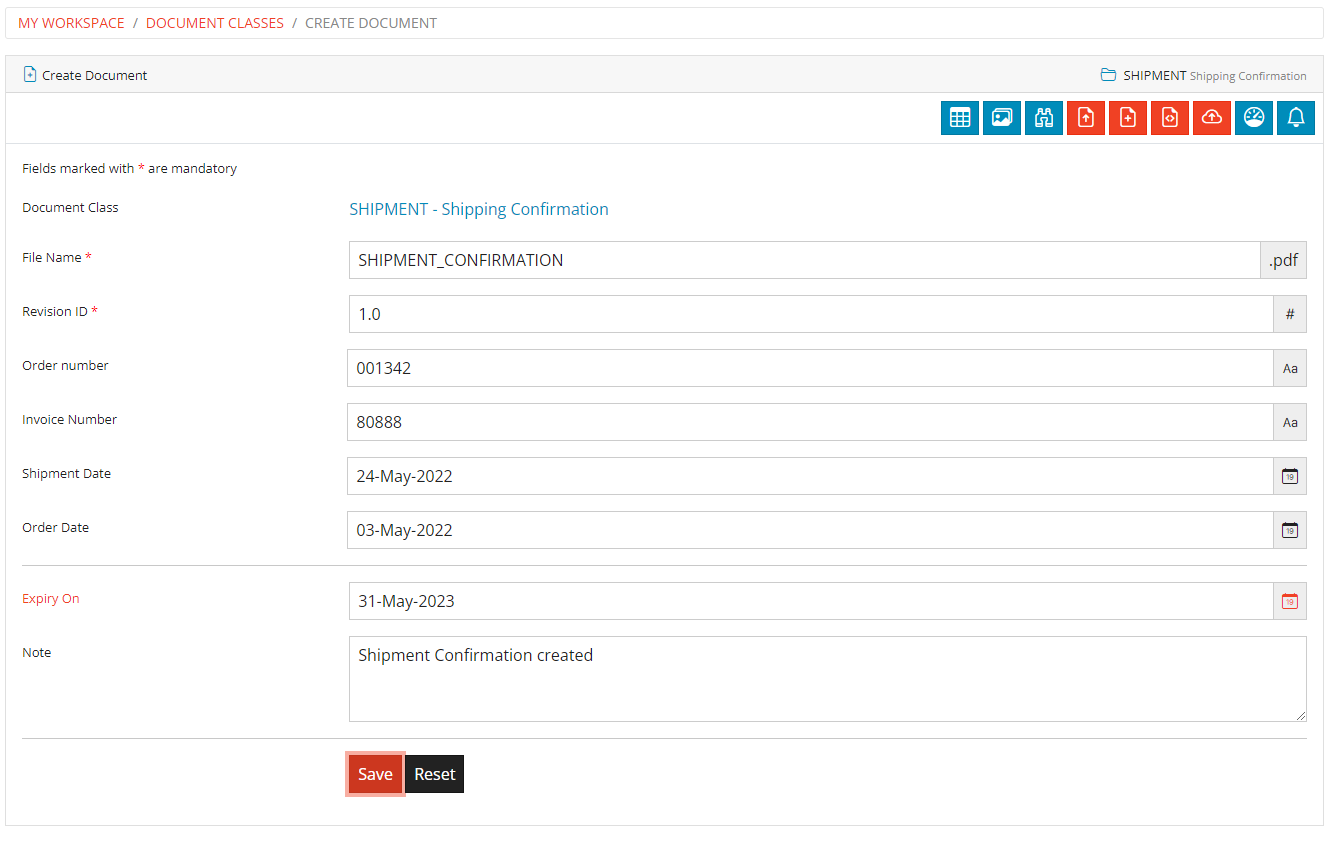 Create Document Form Create Document Form