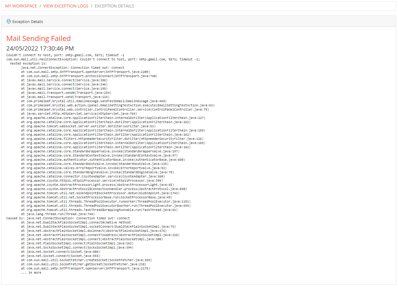 Exception Details Exception Details