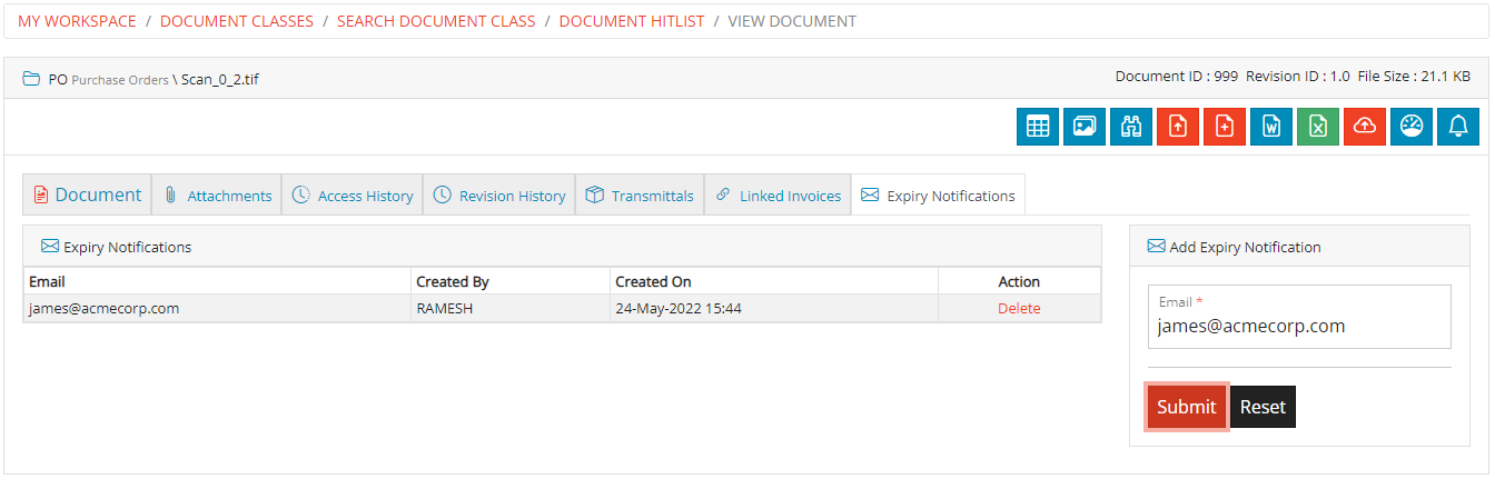 Expiry Notification Expiry Notification