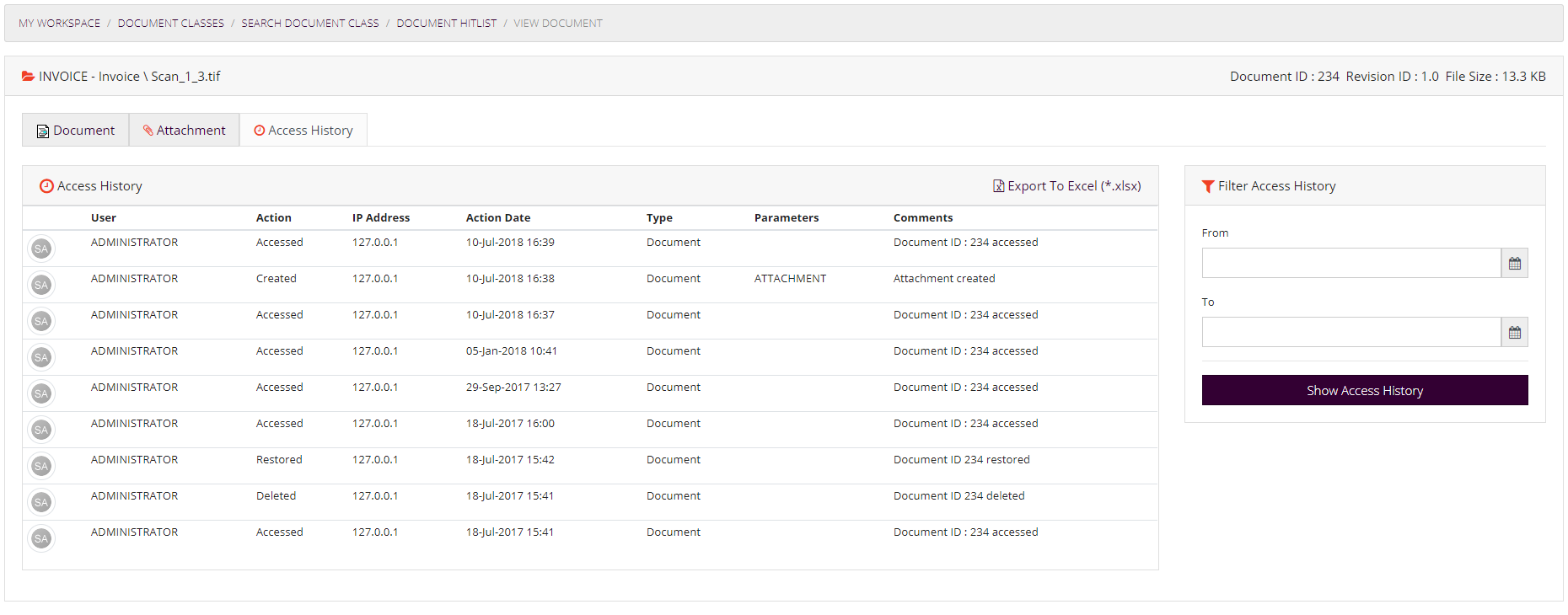 Document Access History