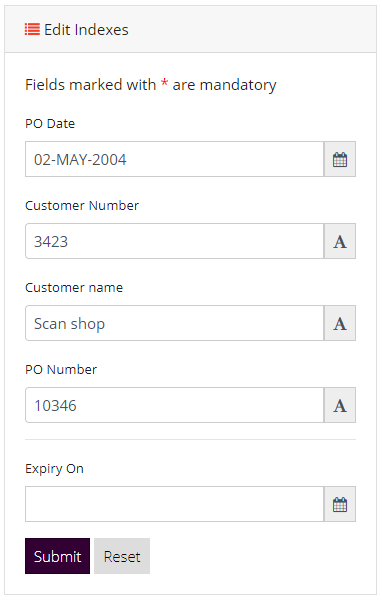 Edit Document Indexes