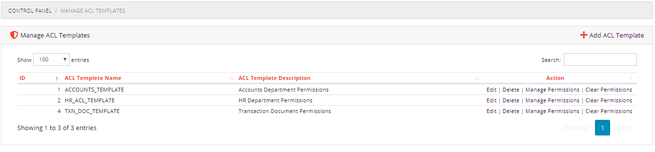 Manage ACL Templates