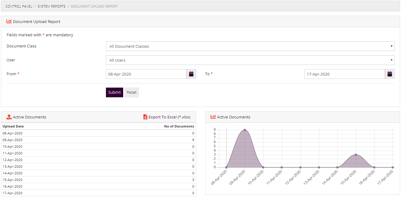 Document Upload Report