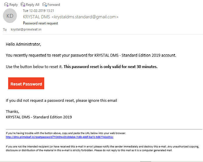 Reset Password Email