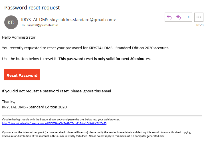 Reset Password Email